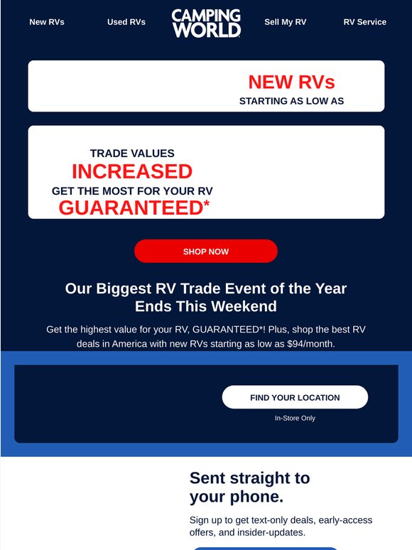 New RVs are just $94/mo. through this weekend