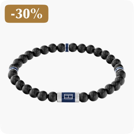 Bracelet homme tommy hilfiger beaded acier bois noir