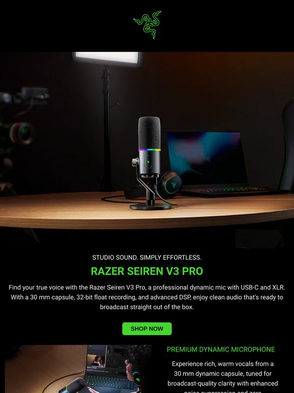 Mic drop. Meet the all-new Seiren V3 Pro.