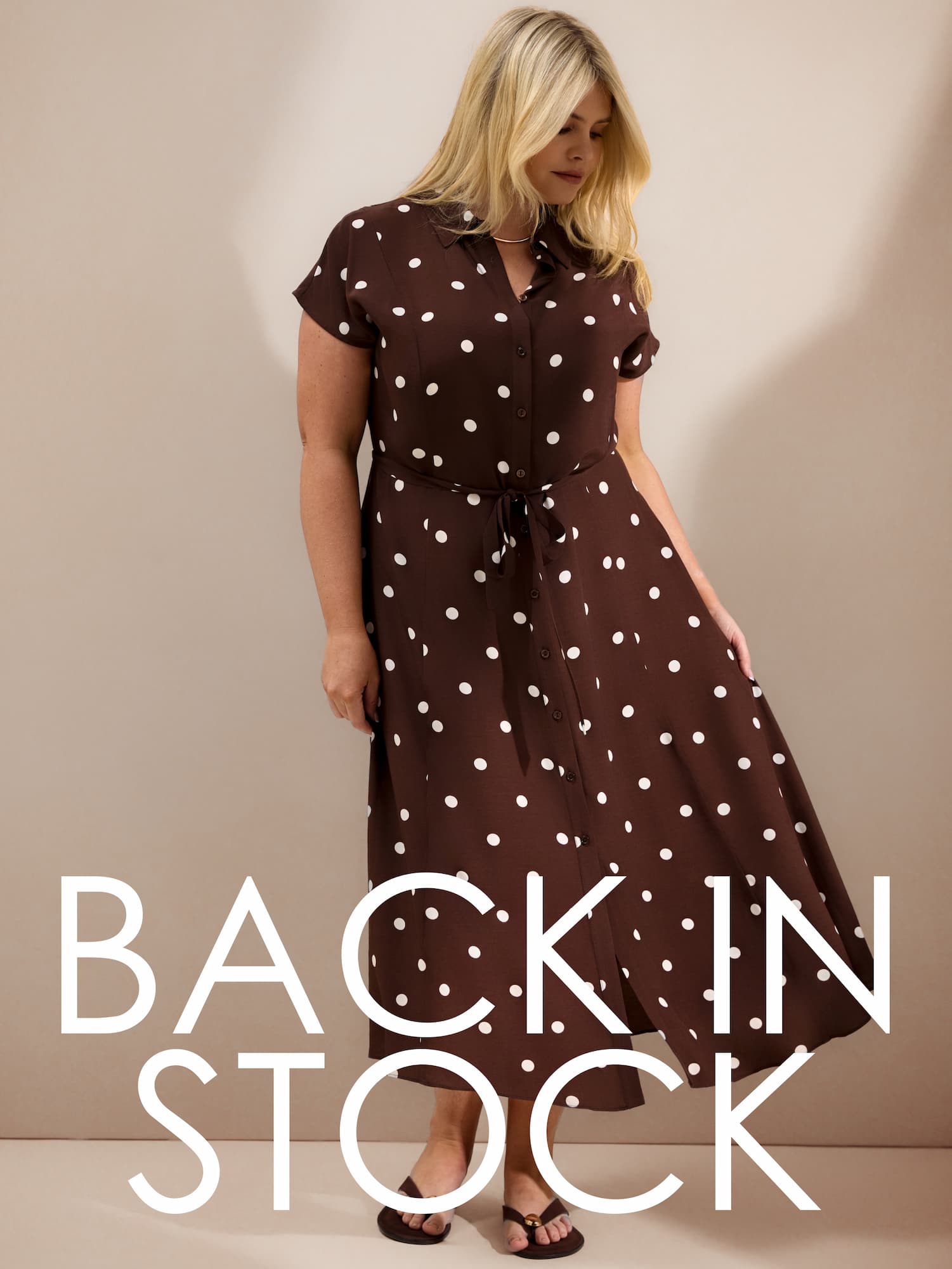 Chocolate Polka Dot Print Midaxi Shirt Dress