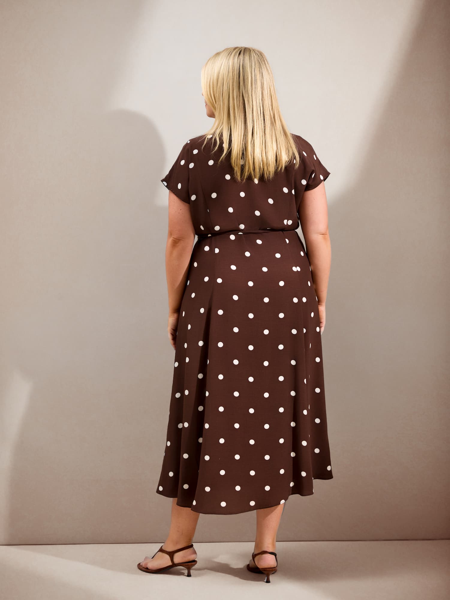 Chocolate Polka Dot Print Midaxi Shirt Dress