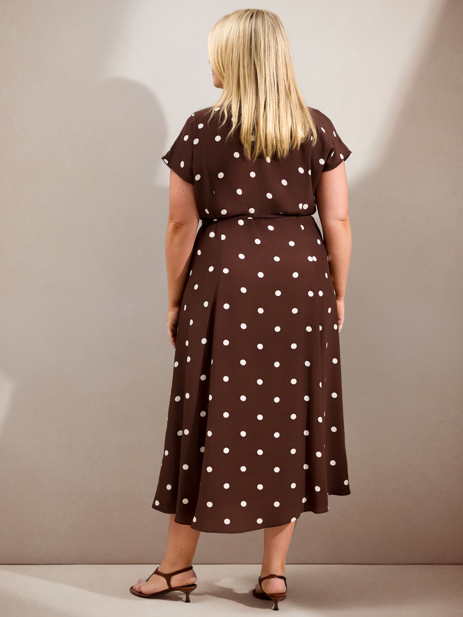 Chocolate Polka Dot Print Midaxi Shirt Dress