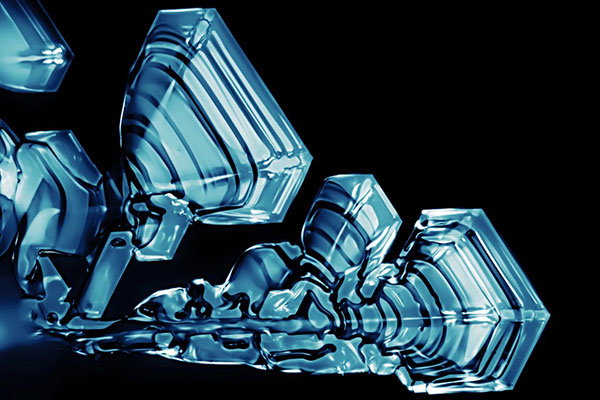 Ice crystals under a light microscope.