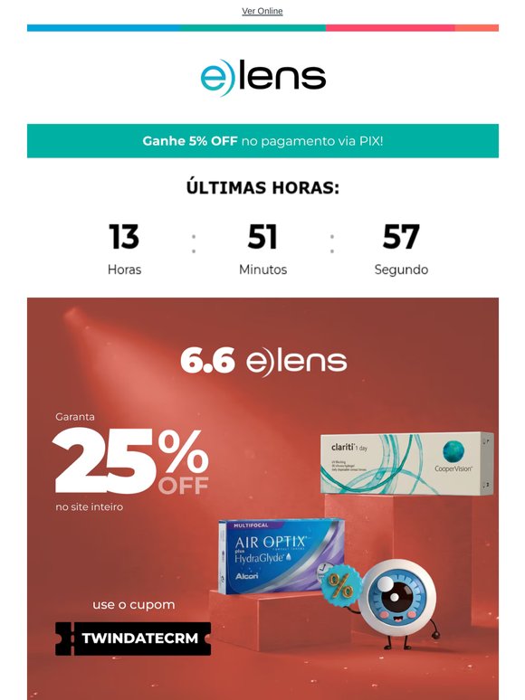 Últimas horas do 06.06 - Cupom de 25% off