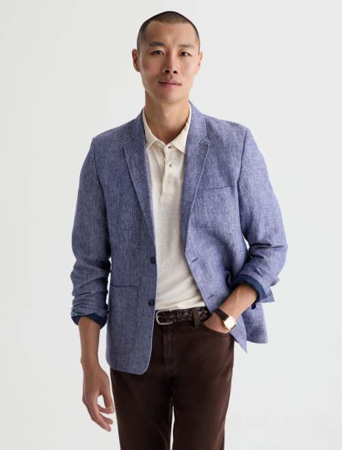 Leo Linen Blazer in Deep Navy