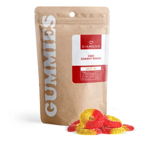 50mg CBD Isolate Gummies - Peach Sour Rings - Diamond CBD