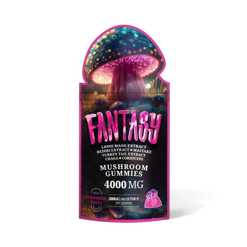 Image of 200mg D8, D9, THCP, Mushroom Blend Gummies - Bohemian Berry - Fantasy