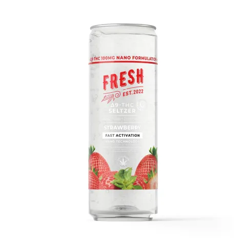 Image of 100mg Strawberry THC Seltzer - D9 Nano - Fresh