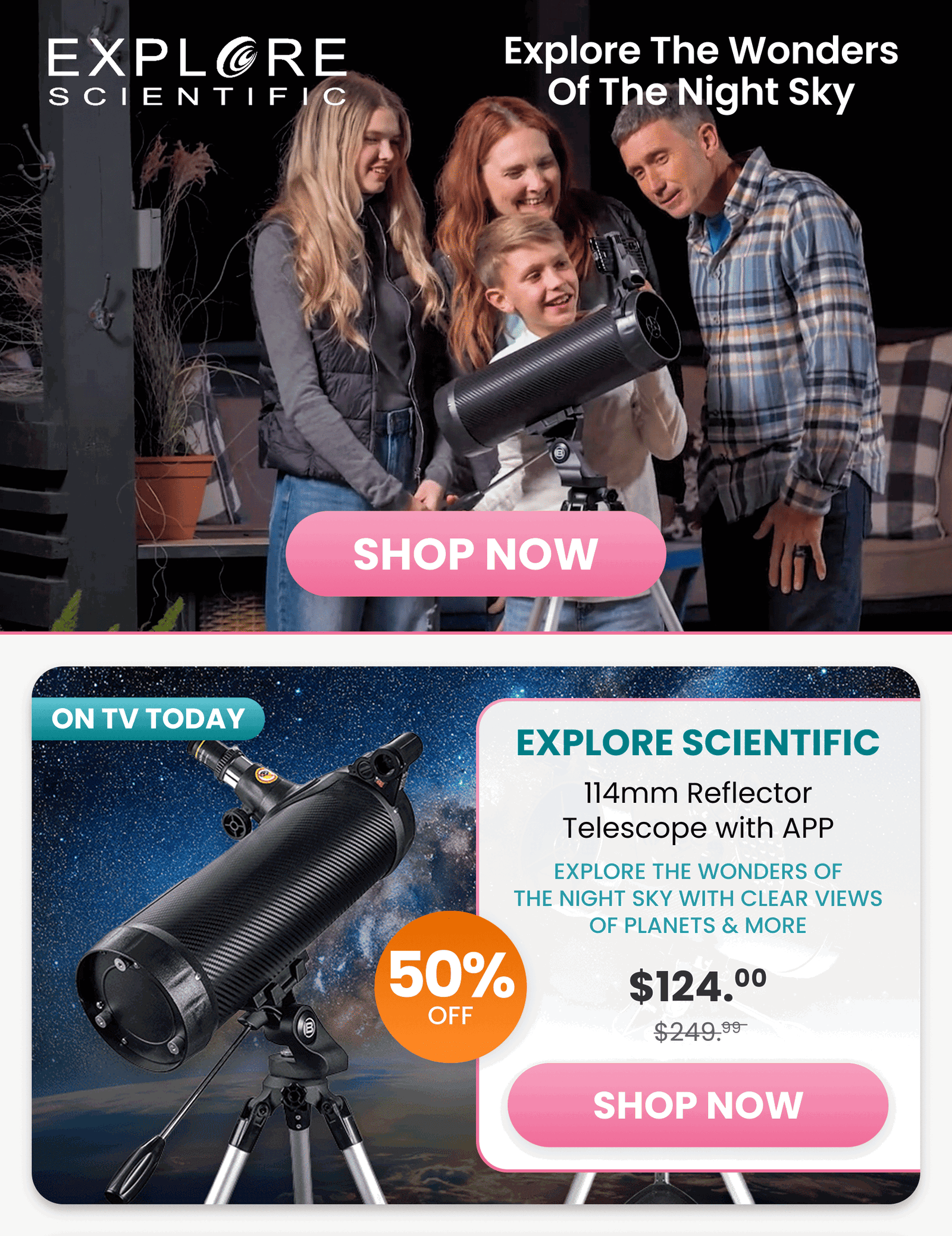 Explore Scientific 	114mm Reflector Telescope with APP/Experience clear views of deep sky objects, planets, & more  	