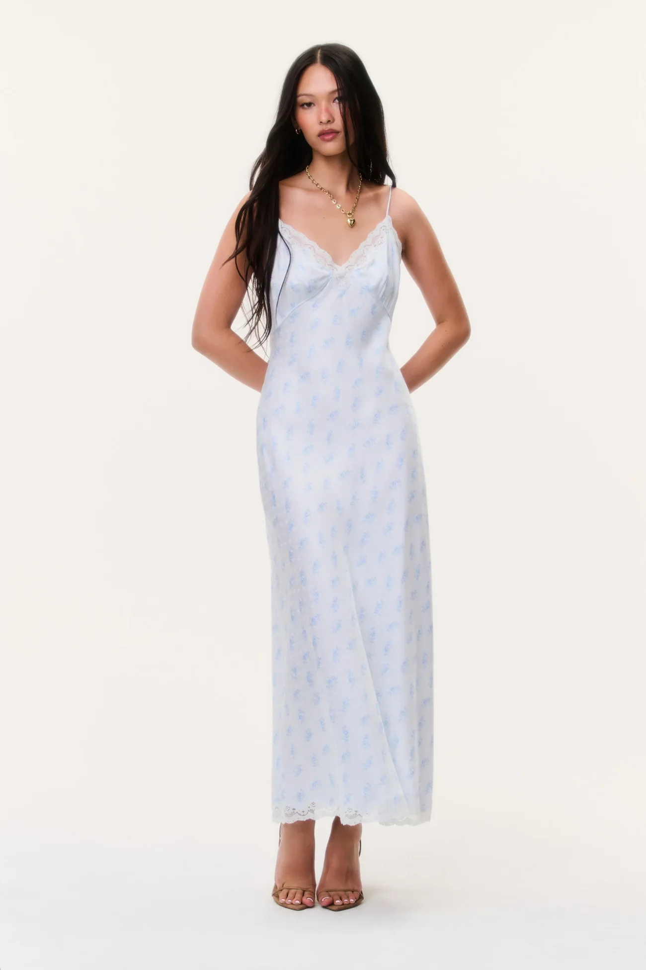 Image of  Manuela Silk-Blend Maxi Slip Dress - Seabreeze Blue