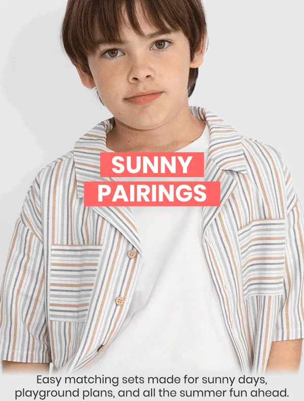 Suny Pairings: Easy matching sets made for sunny days, playgroun plans, and all the summer fun ahead.