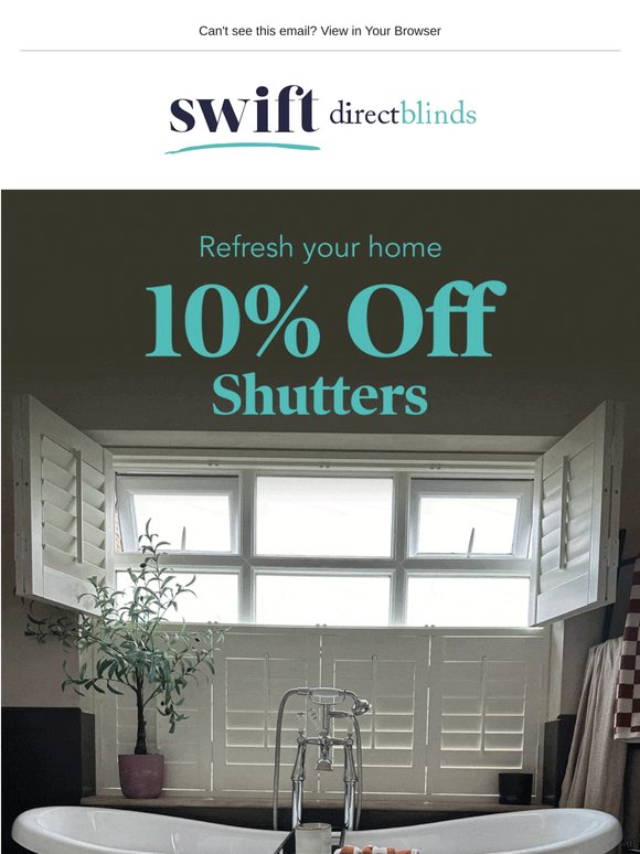 Extra 10% off shutters for summer
