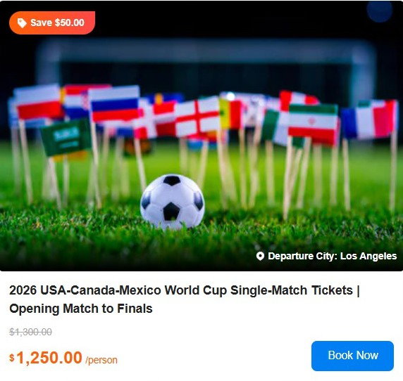 2026 USA-Canada-Mexico World Cup Single-Match Tickets | Opening Match to Finals 5.0 Tour Code: 744795
