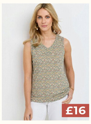 Pure Cotton Stitch Trim Printed Vest