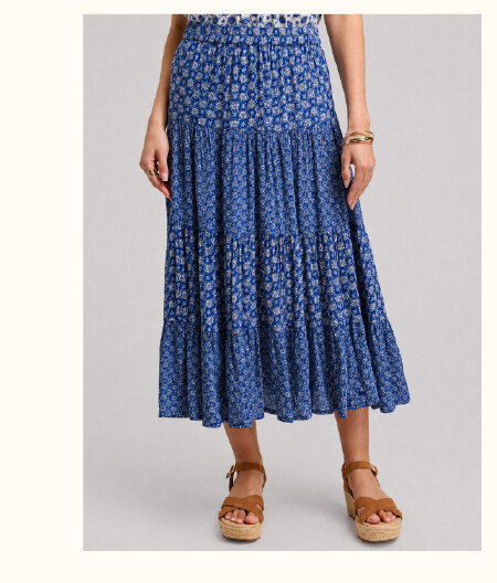 Country Rose Ditsy Print Tiered Midi Dress
