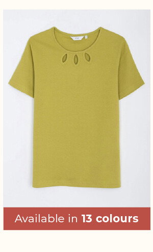 Keyhole Cotton T-Shirt