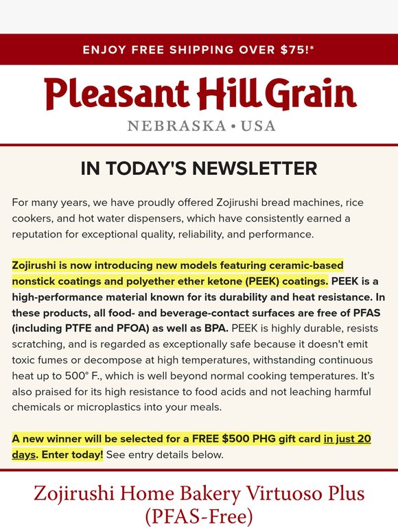 PFAS-Free Zojirushi Breadmaker, Rice Cooker & Hot Water Dispenser! — PHG News