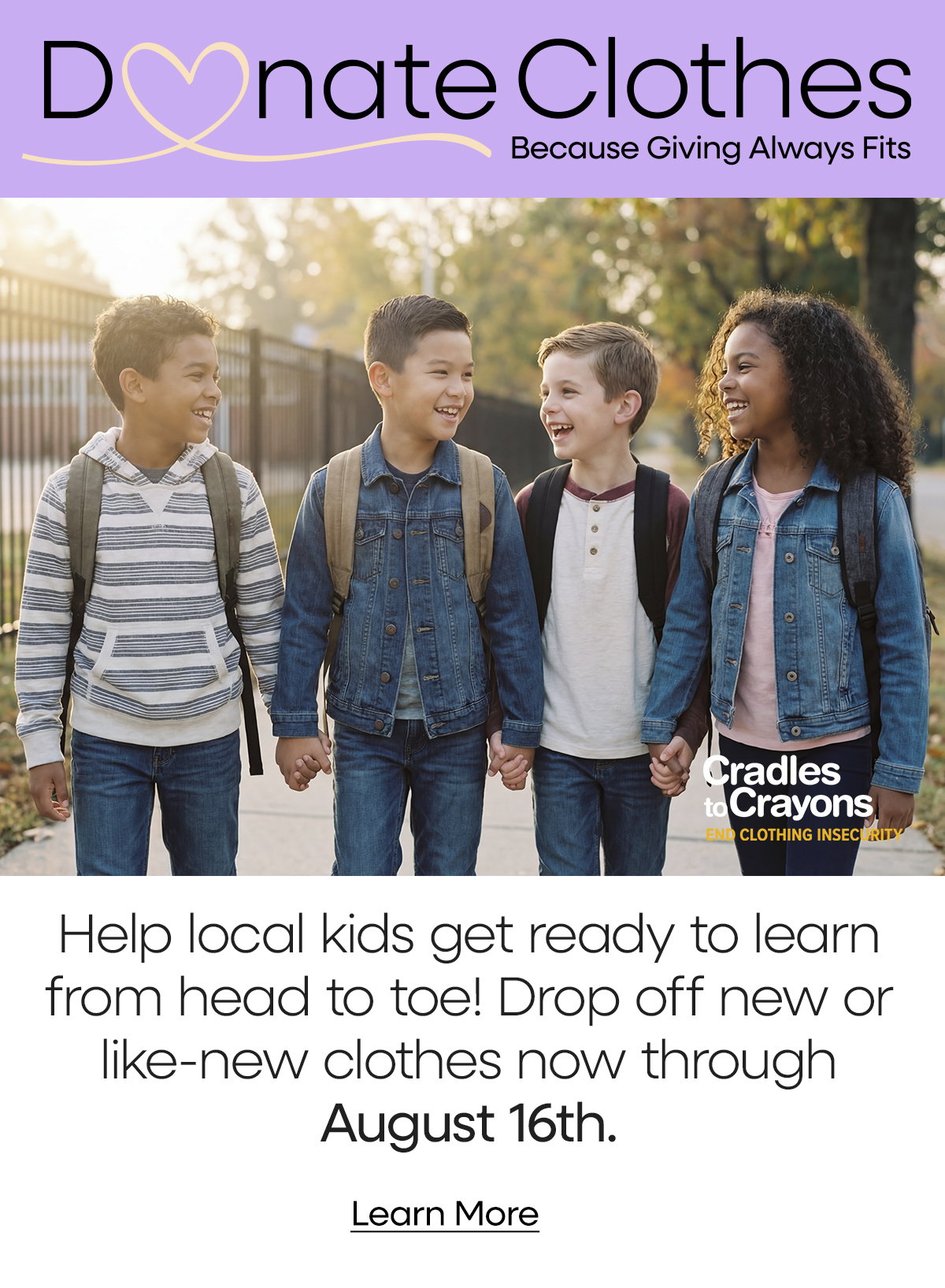 Donate Kids' Clothes to Kids In-Need!