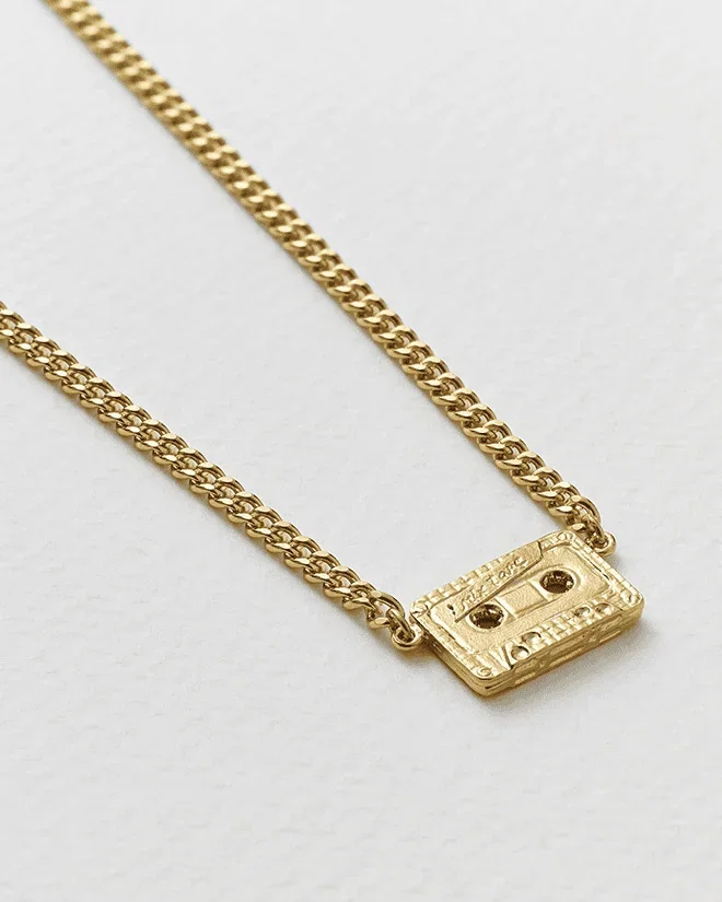 In-line Cassette Mixtape Curb Chain Necklace