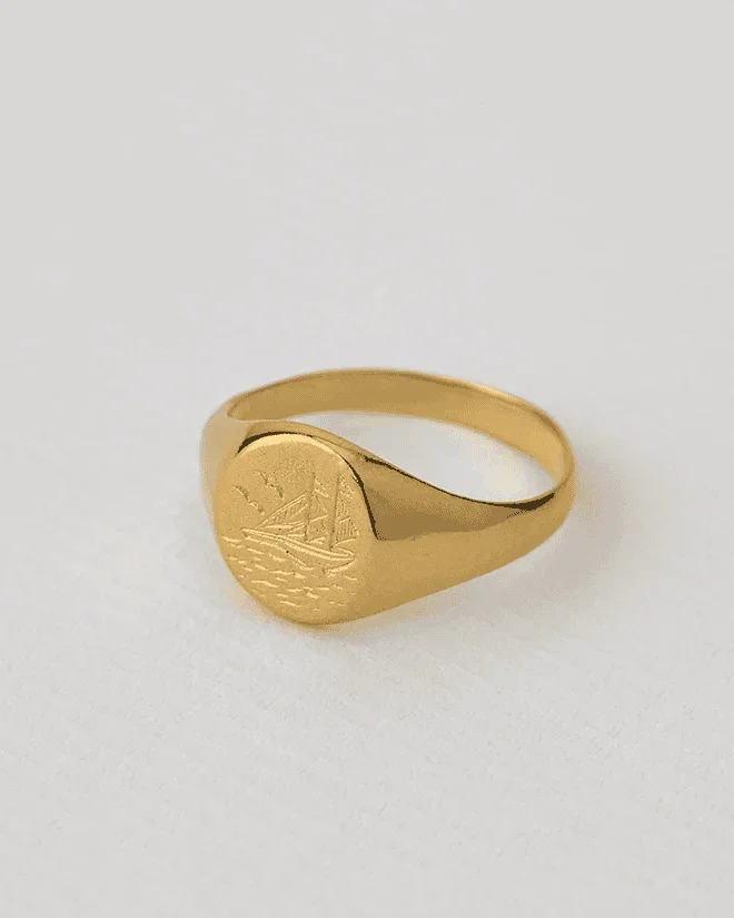 Ship at Sea Signet Ring