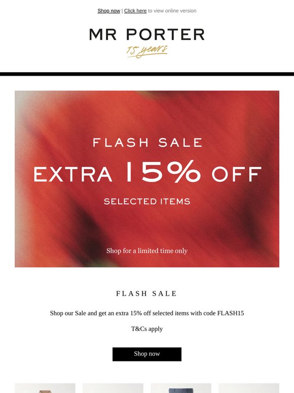Flash Sale: extra 15% off