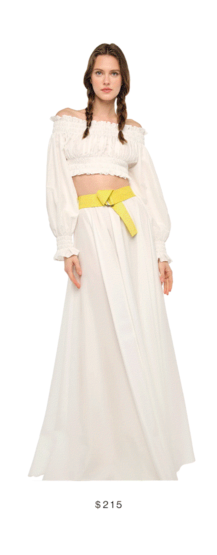 LONG SLEEVE PEASANT CROPPED TOP
