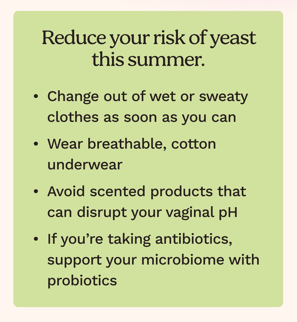 Reduce your risk of yeast this summer 
