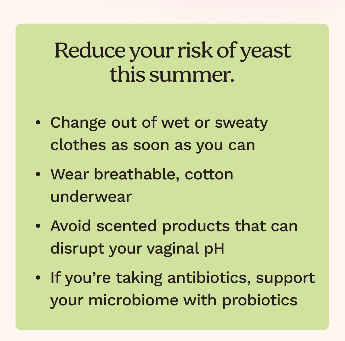 Reduce your risk of yeast this summer 