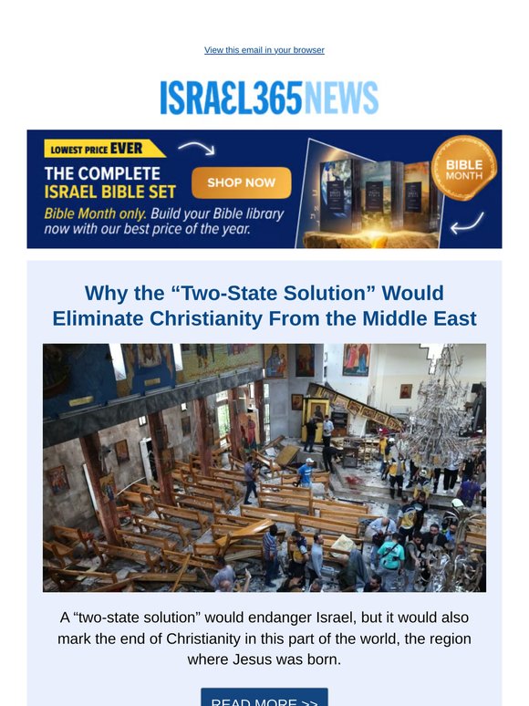 Why the “Two-State Solution” Would Eliminate Christianity From the Middle East and Today's Top Stories