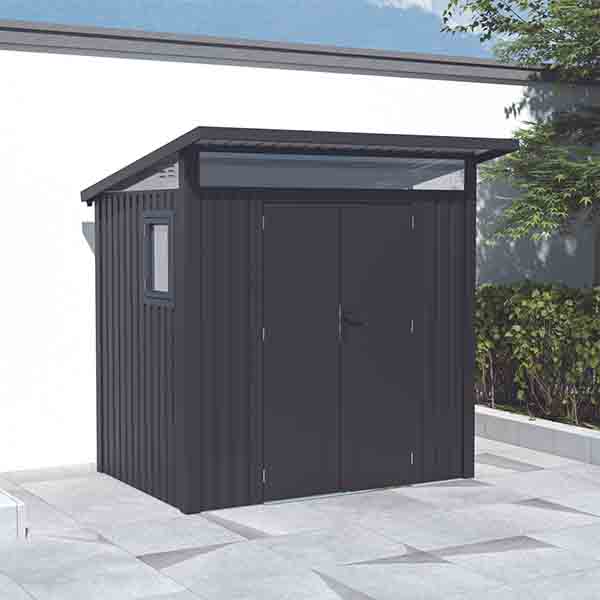 Metallgerätehaus "LENA", ca. 225 x 190 x 223 cm - Glänzendes Grau
