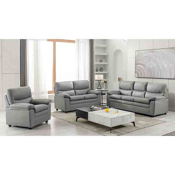 3tlg. Sofa-Set mit hoher Rückenlehne, ca. 202 x 82 x 92 cm - Grau