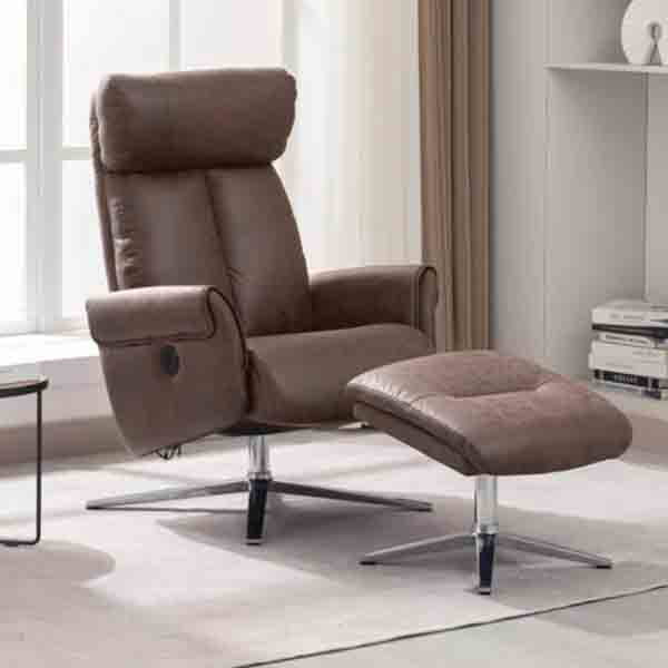 Elektrisch verstellbarer Relaxsessel mit Hocker, ca. 106,5 x 71,5 x 88 cm - Braun