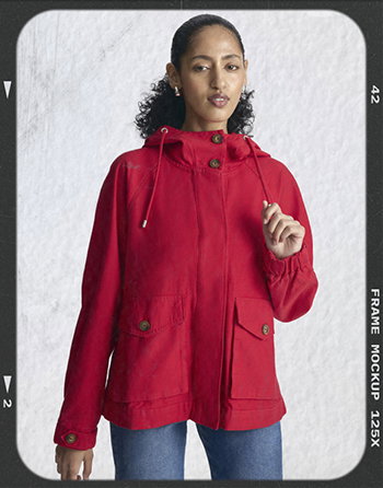 Short Hooded Utility Jacket Tango Red