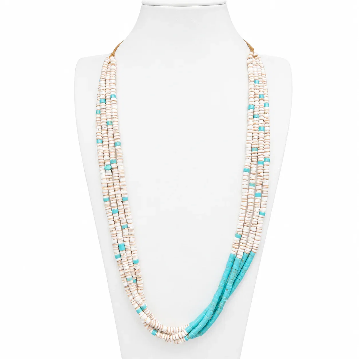 Image of Turquoise and Clam Shell Heishi Santo Domingo Necklace
