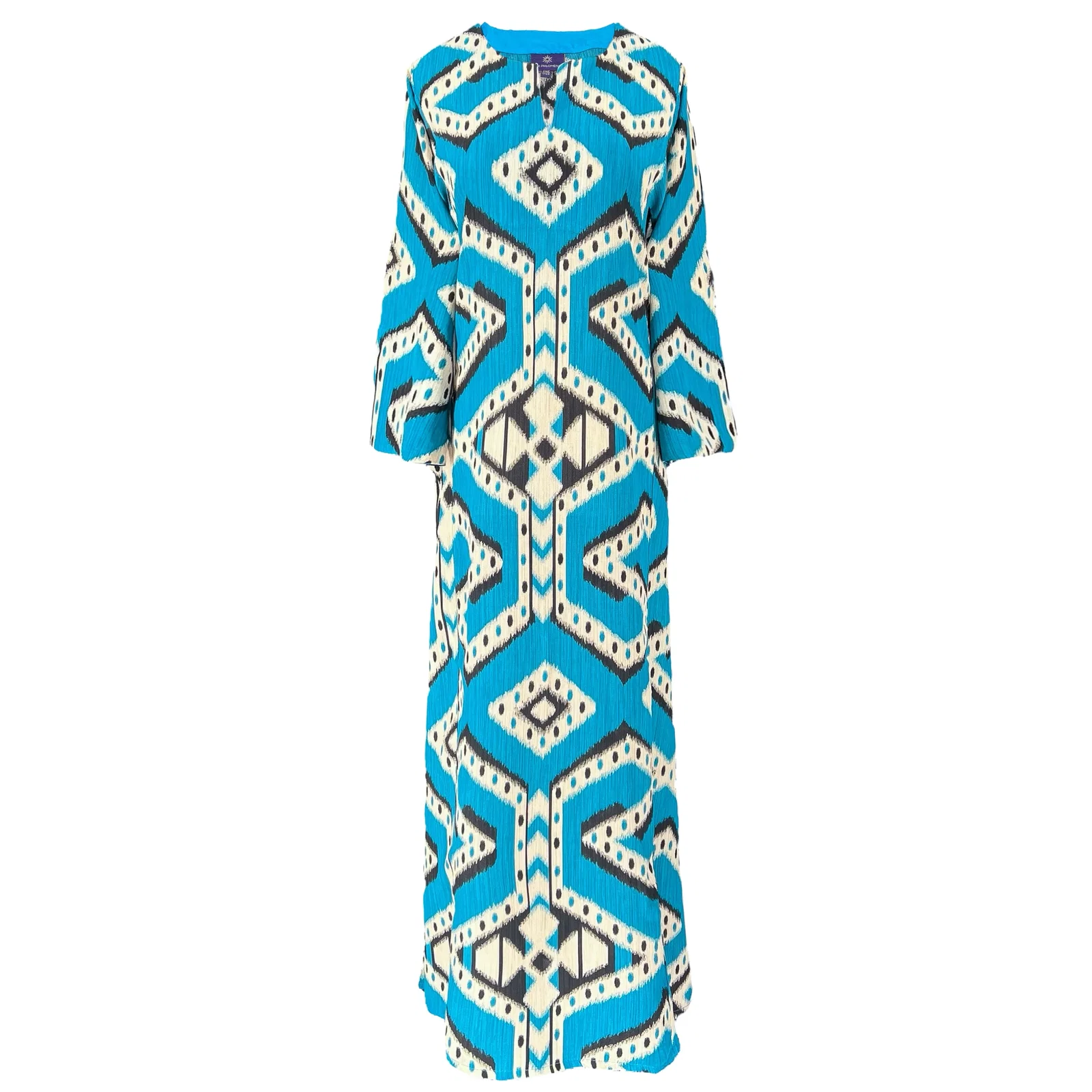 Image of Bukhara Blue Ikat Italian Silk Tunic Dress