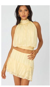 Yellow Scarf Hem Skort Skirt Mid Waisted
