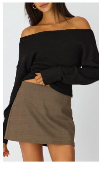 Brown Check Mini Skort Skirt High Rise Tailored