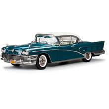 1958 Buick Limited Riviera Coupe -Glacier White / Dark Turquoise Poly 1:18 Scale Diecast Model Car by Sunstar