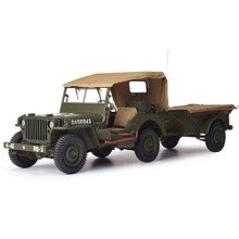 Willys MB Jeep & Trailer Large Scale Diecast Model Kit 1:8 Scale Diecast Model Kit by IXO Models