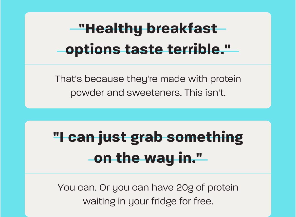 Text discussing healthy breakfast options and protein benefits.