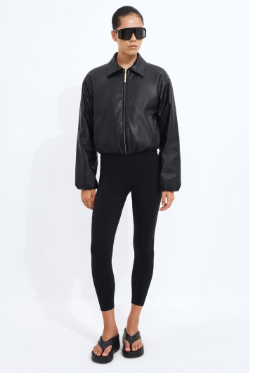 Vegan Leather Bomber Jacket