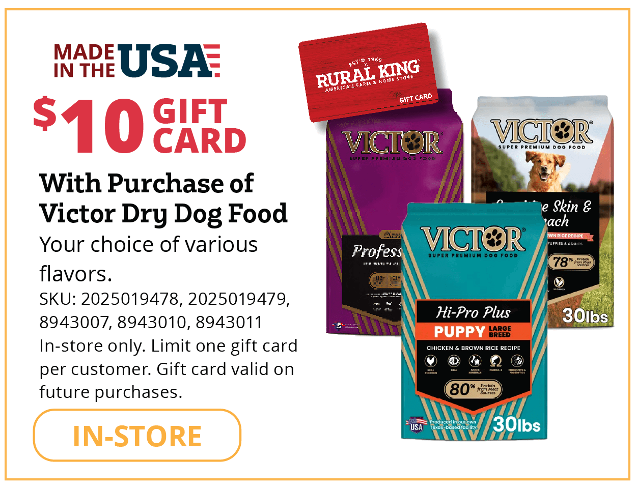 $10 Gift Card - Victor Dog Food