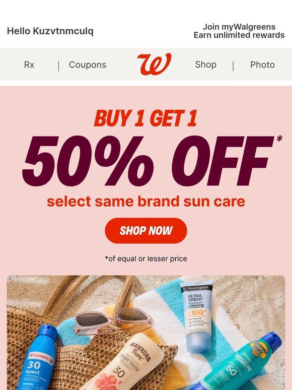 Buy 1, Get 1 50% OFF Sun Care ☀️