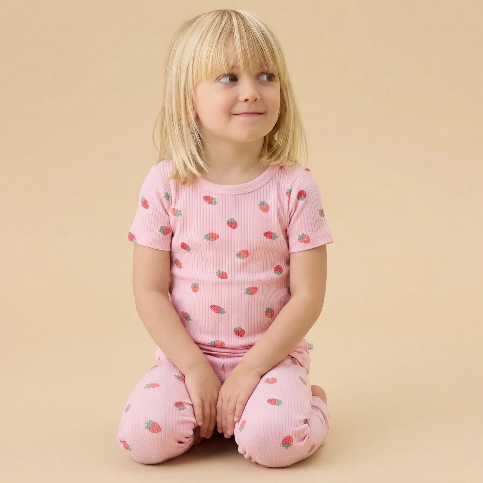 Image of Strawberry Fields Short Sleeve Ribbed Pyjamas