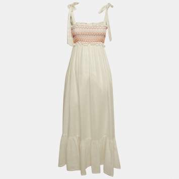 White Linen Shirring Detail Mi