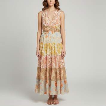 Multicolor Floral Print Crepe 