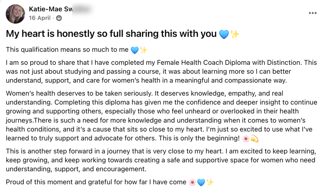 Student story from social media