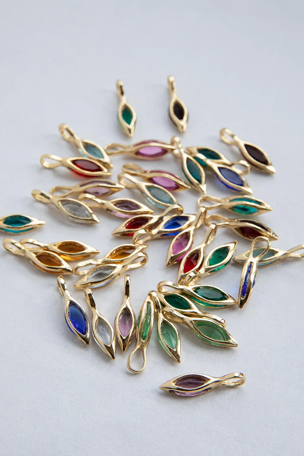 Image of Vintage Caged-Navette Crystal Birthstones