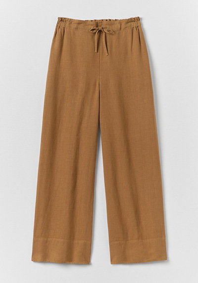 Garment Washed Linen Wide Trousers
