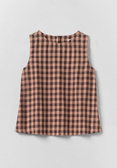 Gingham Linen Cotton Tank Top